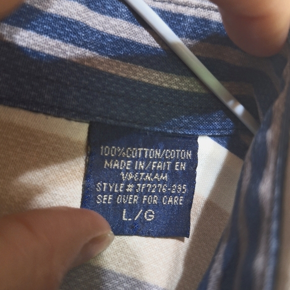 VINTAGE Northwoods Great Outdoors Large Blue Stripped longsleeve button-down men - Picture 2 of 5